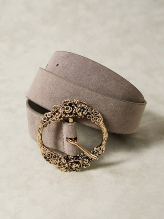 Floral Luxe Etched Blossom Buckle Belt