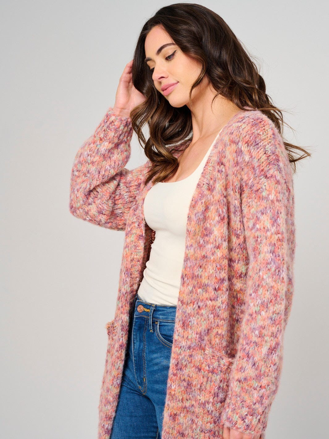 Confetti Clouds Front Pocket Cardi