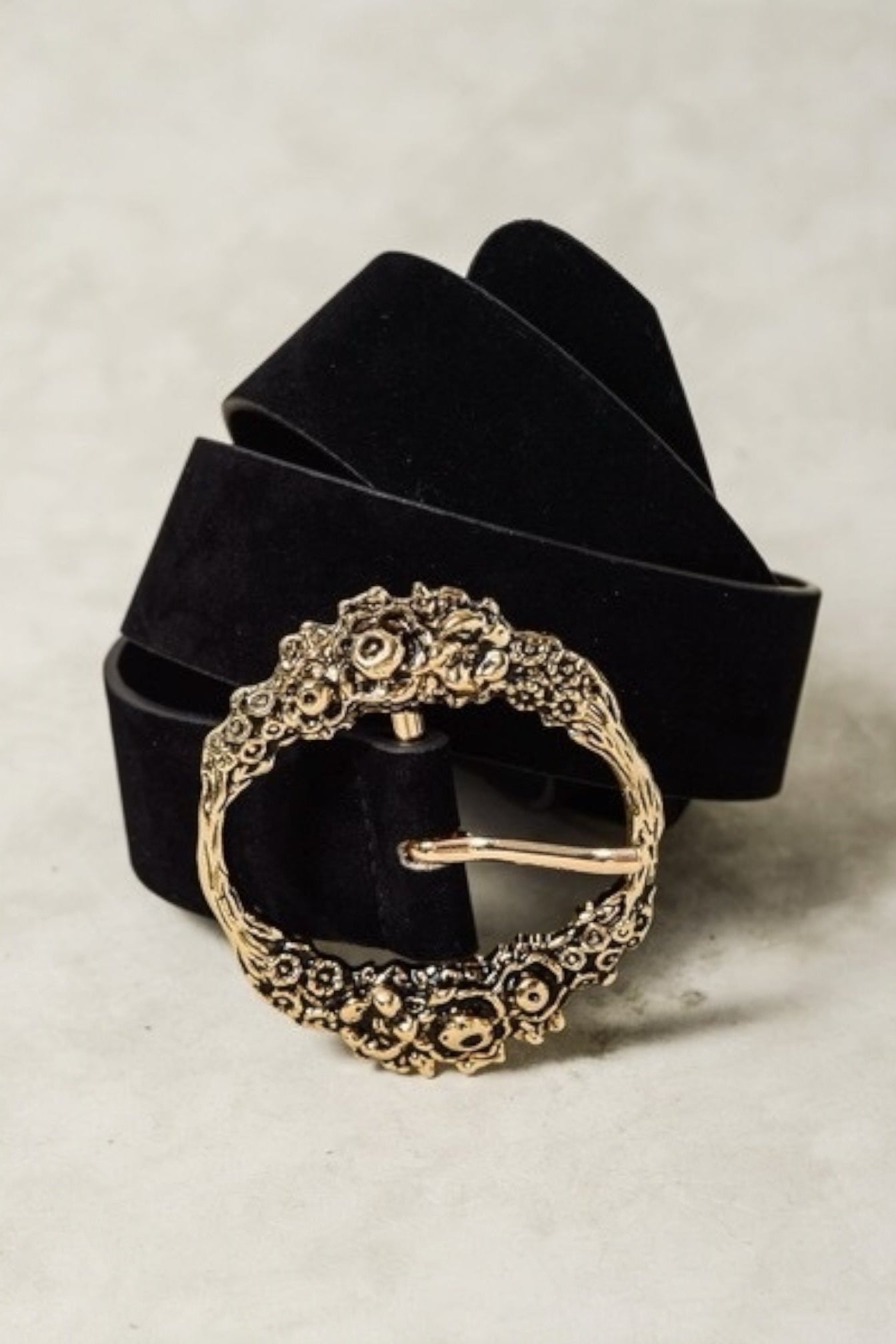 Floral Luxe Etched Blossom Buckle Belt