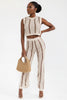 Sunset Mocha knit crop top and wide leg pants set