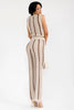 Mocha knit crop top with wide leg pants