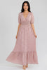 Surplice smock waist floral tiered open back maxi dress