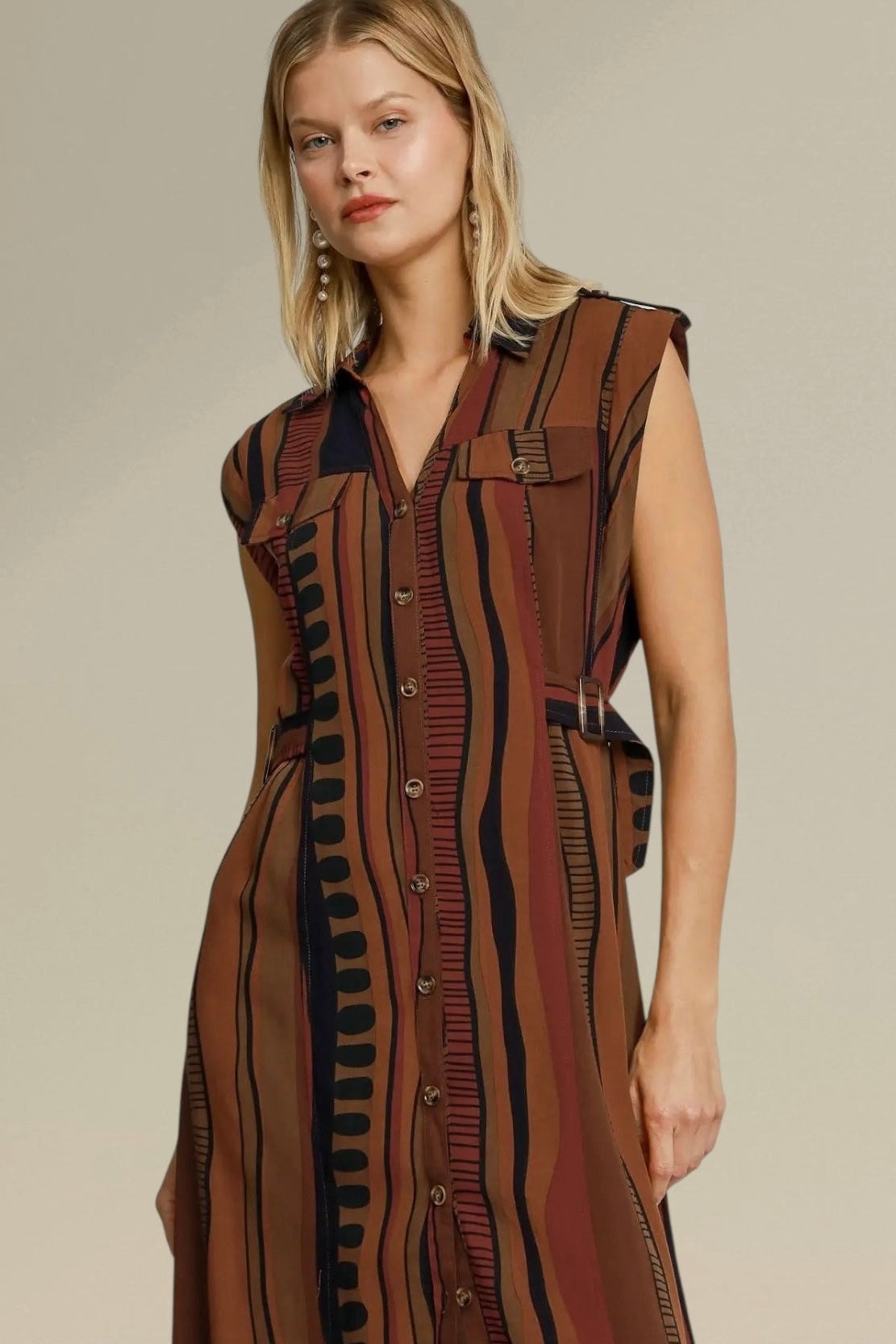 Rustic Rhythm Abstract Midi Dress
