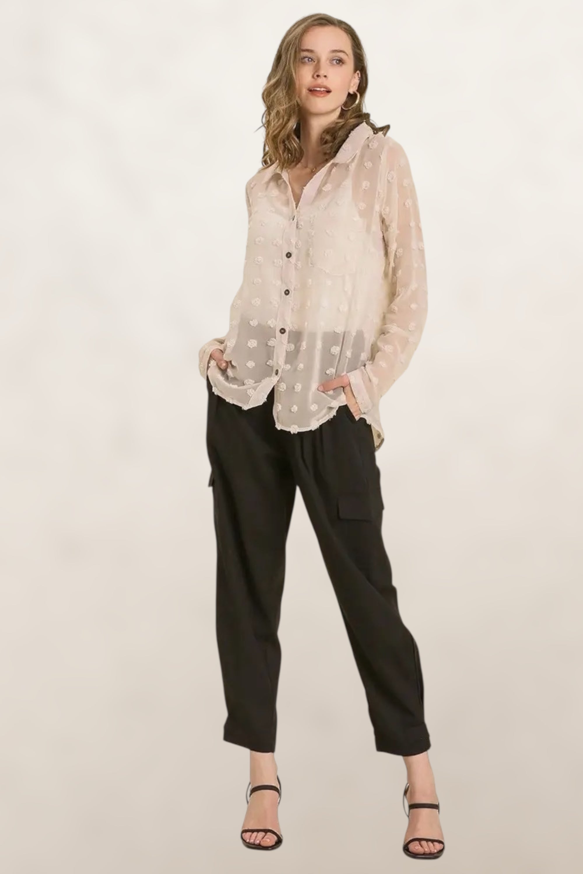 Daydream Sheer Swiss Dot Collar Shirt