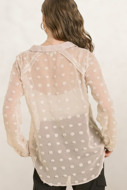 Daydream Sheer Swiss Dot Collar Shirt
