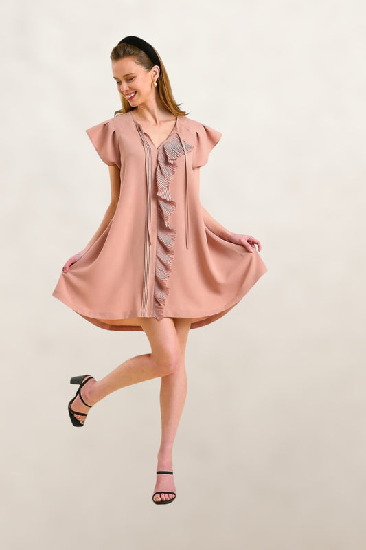 Dewdrop Ruffle Trim Bodice Mini Dress
