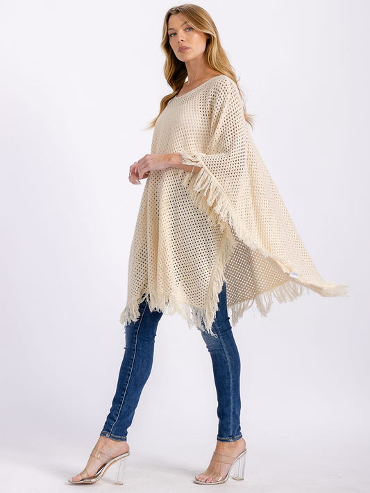 Luna Fringe Knit Trim Poncho