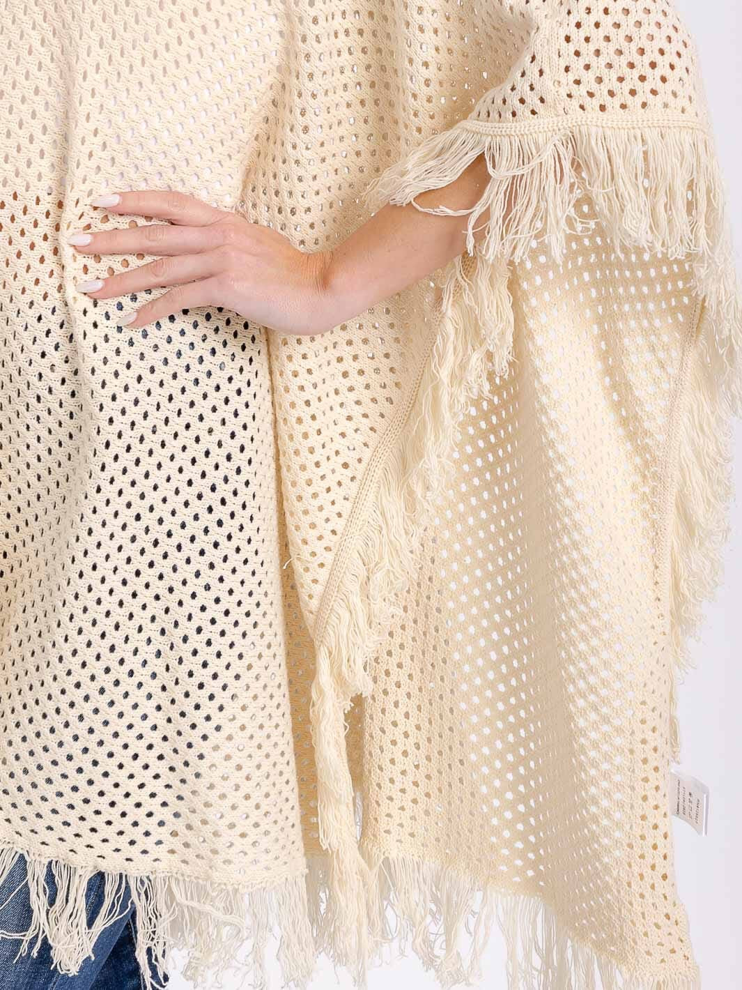 Luna Fringe Knit Trim Poncho