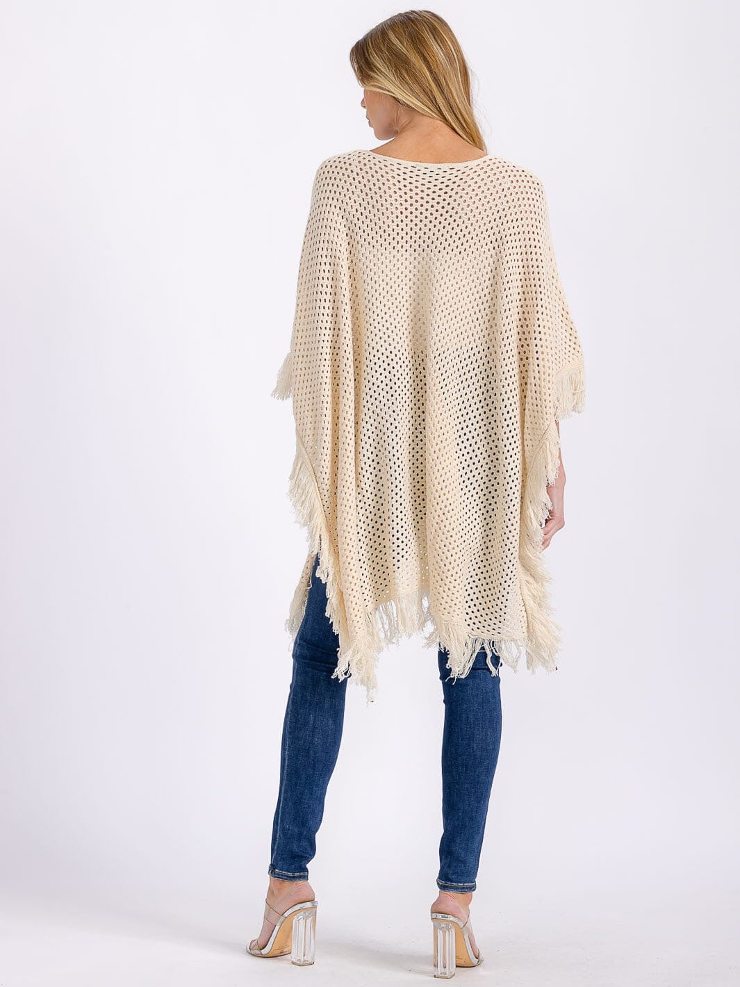 Luna Fringe Knit Trim Poncho