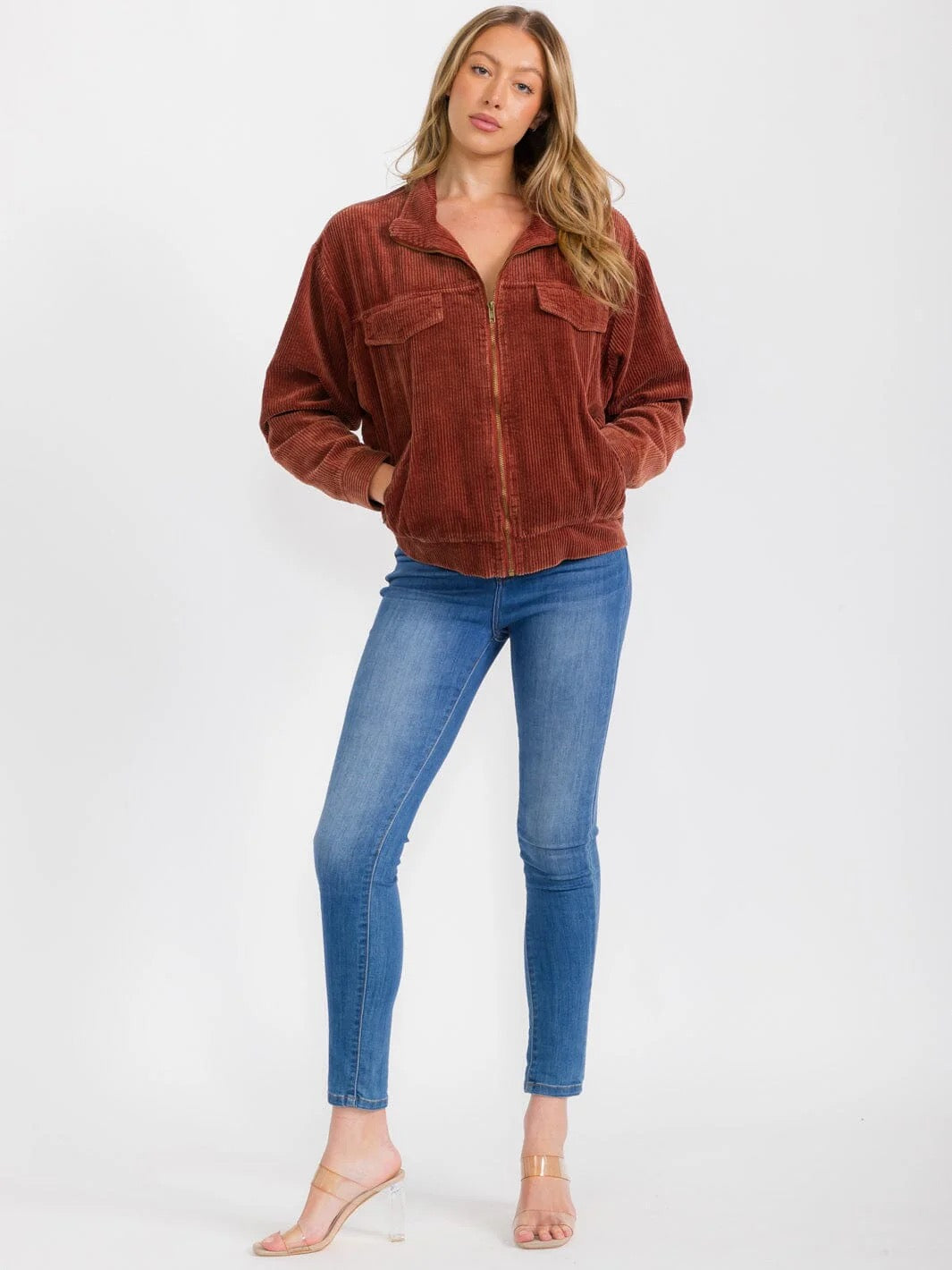 Copper Ridge Corduroy Zip Bomber Jacket