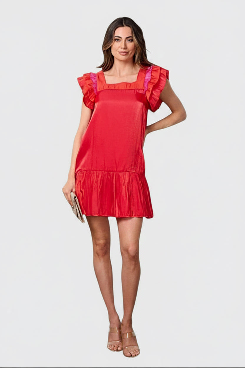 Valentina ruffle mini dress with pockets