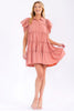 Rosalie tiered mini dress with ruffle sleeves