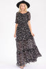 Floral tiered maxi with smock waist and short sleeves