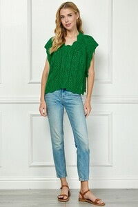 Emerald Vine Side Knot Cable Knit Sweater Vest