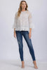 Sunlit eyelet embroidery tiered bell sleeves blouse