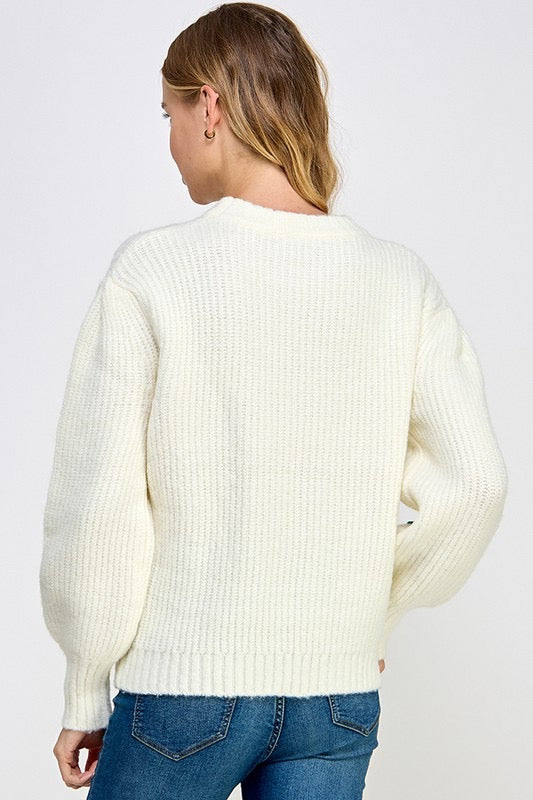 Cherry Bombshell 3D Knit Oversized Pullover Sweater
