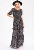 Romantic floral print tiered maxi dress