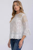 Eyelet embroidery bell sleeve blouse styled