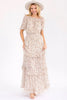 Romantic floral tiered maxi dress with smocked waist
