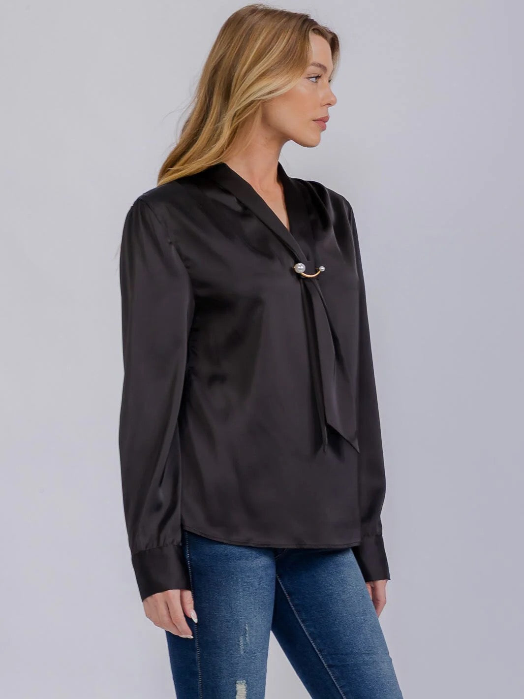 Opal Bow Scarf Detalied Blouse
