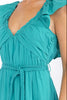 V-neck tiered maxi dress with ruffle sleeves