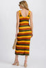 Multi-color stripe bodycon midi dress