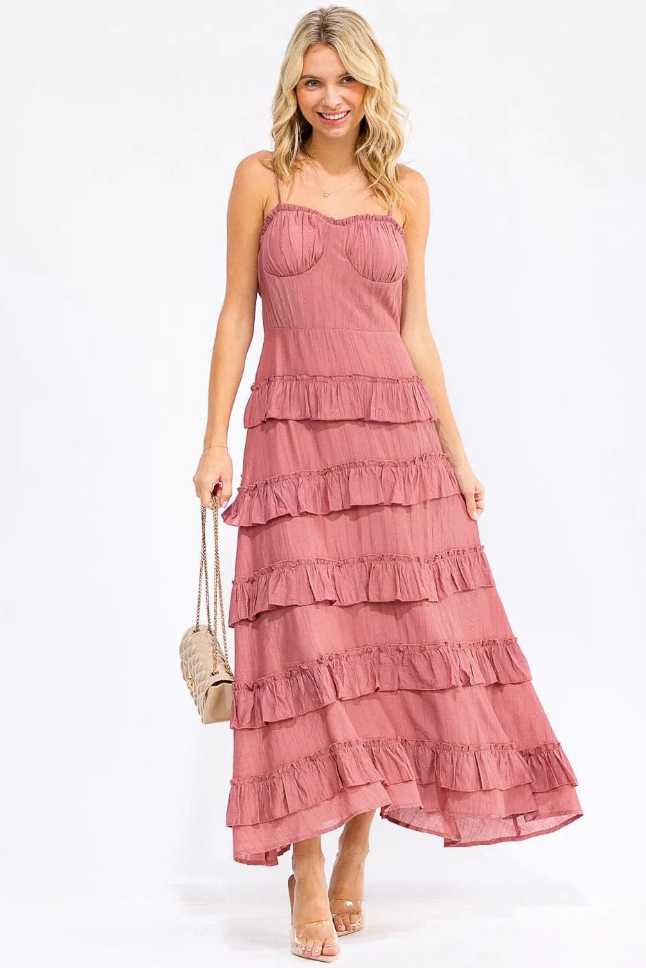 The Serenity Ruffle Tiered Maxi Dress