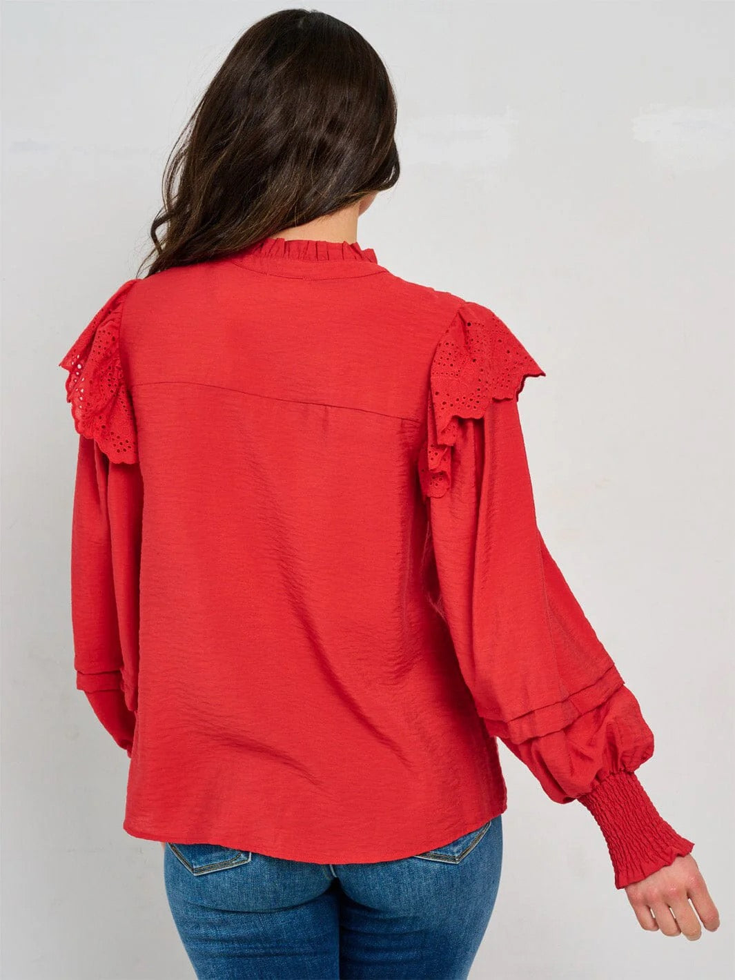 Flamenco Cascade Eyelet Ruffle Blouse