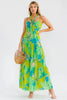 Open back smocked tiered cotton maxi dress