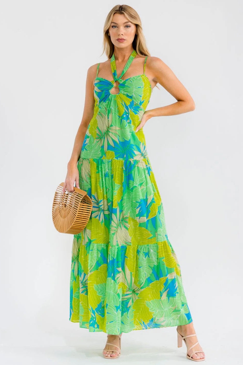 Bora Bora Breeze Open Back Smock Tiered Maxi Dress