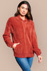 Zip-up eyelash knit jacket back view