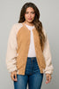 Polyester colorblock sherpa jacket close up