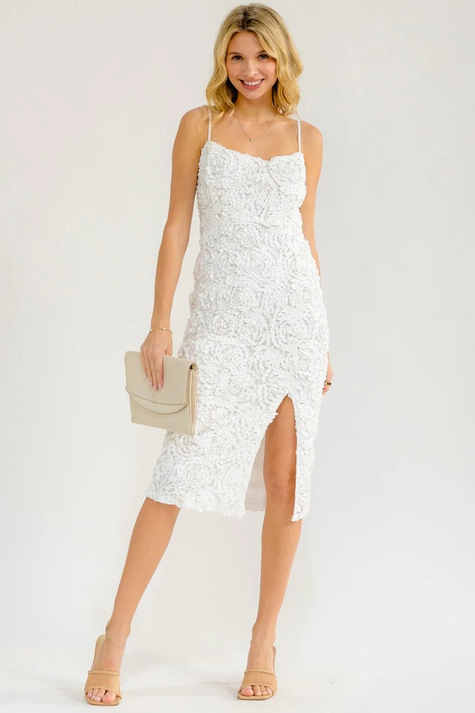Bloom Chic Textured Floral Midi Dress