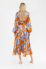 Sunset bloom high-low wrap dress
