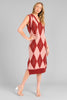 Crimson argyle color block midi dress