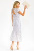 Tencel-poly midi dress with floral embroidery