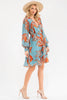 Floral wrap mini dress with self-tie waist