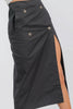 Zipper midi skirt with slit pockets close up