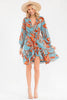 Floral wrap mini dress in desert-inspired print