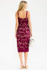 Lace front slit midi dress in wine