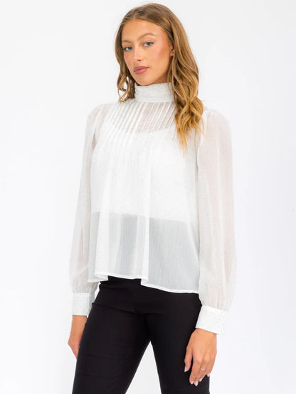Lustre Highneck Shimmer Blouse