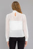 Lustre highneck long sleeve blouse