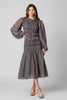 Stripe midi dress in rayon-nylon blend
