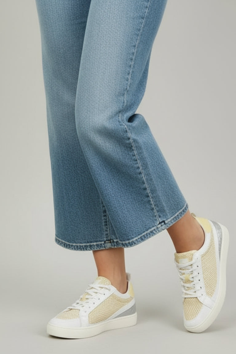 Yellow Lace Up Metallic Sparkle Boho Harlow Sneakers