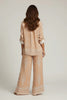 Paisley print button-down and wide leg pant two-piece