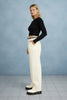 Gray-green pleated mid-rise pants