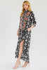 Floral embroidered maxi shirt dress