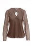 Sheer puff sleeve long sleeve blouse