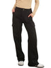 Black wide-leg cargo pants, back view