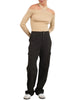 High-waisted black cargo pants showing pocket detail